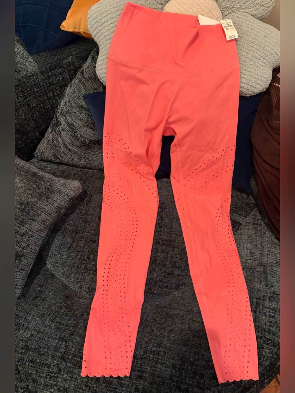 Aerie Bright Coral Laser-Cut High-Waist Leggings
